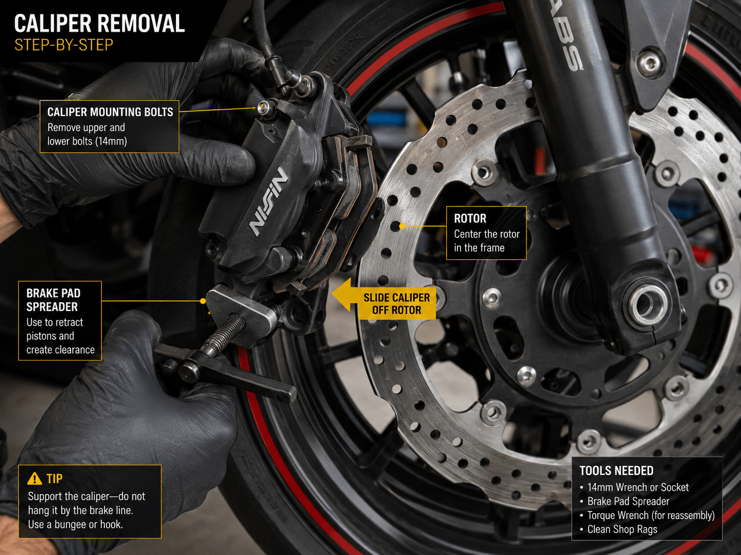 Removing brake caliper for brake pad replacement